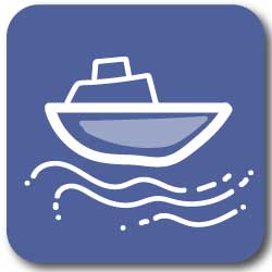 Graphic icon of a boat, featured on the summer in California bingo card and bucket list