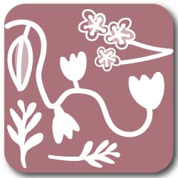 Graphic icon of flowers in a botanical garden, featured on the summer in California bingo card and bucket list