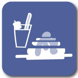 Graphic icon representing brunch, featured on the summer in California bingo card and bucket list