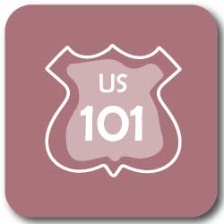 Graphic icon of a US-101 sign, featured on the summer in California bingo card and bucket list