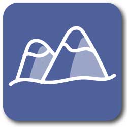 Graphic icon of mountains, featured on the summer in California bingo card and bucket list