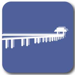 Graphic icon of a pier, featured on the summer in California bingo card and bucket list