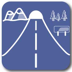 Graphic icon of a road trip, featured on the summer in California bingo card and bucket list