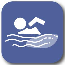 Graphic icon of a swimmer, featured on the summer in California bingo card and bucket list